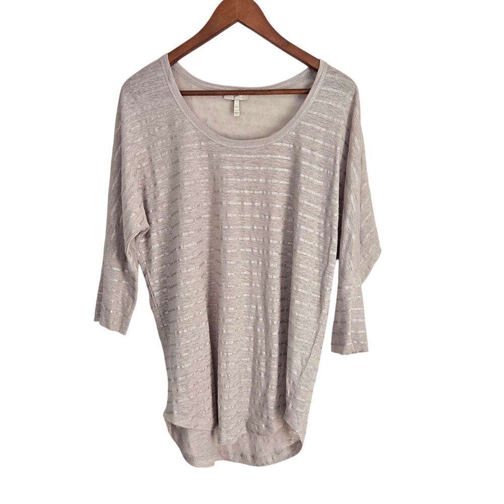 Joie Light Gray Striped 100% Linen Quiet Luxury Minimalist Balletcore Top  XS 